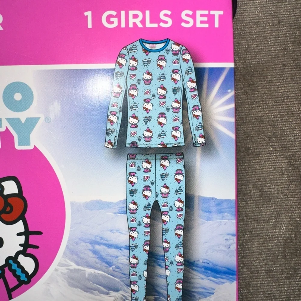 Warm Essentials by Cuddl Duds - Hello Kitty Girls Warm Underwear Set -NEW XS 4/5
